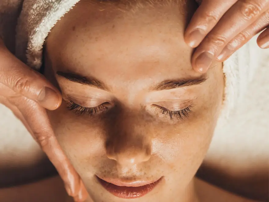 A facial worked along the face's vital points