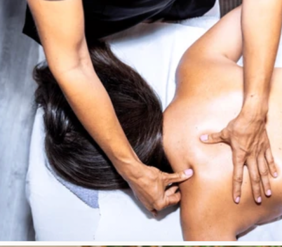 A deep tissue massage in the therapy room